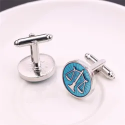 Round blue cufflinks - libra scaleCufflinks
