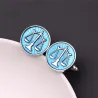 Boutons de manchette ronds bleus - balance balance