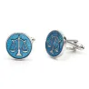 Round blue cufflinks - libra scaleCufflinks