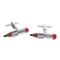 Boutons de manchette en argent - crayons de couleur