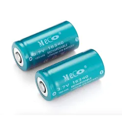 3,7V 1200mAh - CR123A/16340 li-ion batteri - oppladbart - 2 stk.