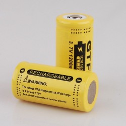 3.7V 1200mAh - bateria de iões de lítio CR123A/16340 - recarregável - 2 peças