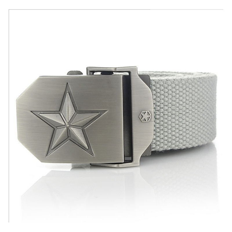 Metal buckle with star - military canvas strap - unisexBelts