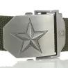 Metallspenne med stjerne - militær lerretsrem - unisex