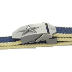 Metallspenne med stjerne - militær lerretsrem - unisex