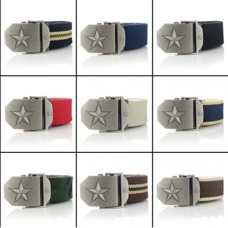 CinturonesHebilla de metal con estrella - correa de lona militar - unisex