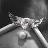 Luksuriøs broche - englevinger - krystalhjerte - perle