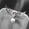 Luksuriøs broche - englevinger - krystalhjerte - perle