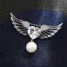 BrochesBroche de lujo - alas de ángel - corazón de cristal - perla