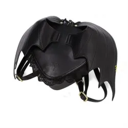 Leather black backpack - punk style - with bat wingsBackpacks
