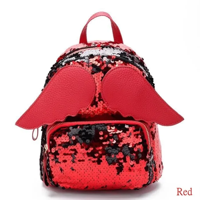 Mini-Pailletten-Rucksack - mit Engelsflügeln