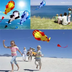 Giant wale - delfin - ramlös - stranddrake med lina - 2 meter