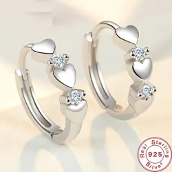 Eleganta örhängen - hjärtan / zirconia - 925 sterling silver