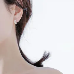 Boucles d'oreilles petites rondes - fleurs / zircone - argent 925
