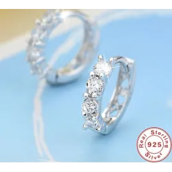 Runda kristallörhängen - 925 sterling silver