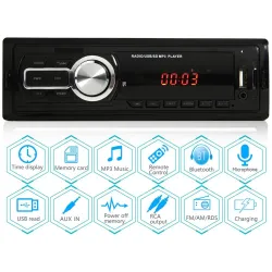 Autoradio Bluetooth - 1 DIN - USB - RCA - FM - MP3 - AUX - con telecomando