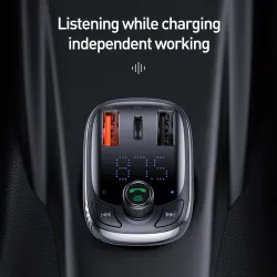Baseus - bilsändare - snabbladdare - Bluetooth - dubbla USB - typ-C