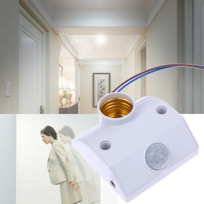 E27 lysuttak med infrarød bevegelsessensor - 220V - energisparing - automatisk bryter