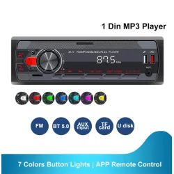 Rádio do carro - 1 Din - Bluetooth - AUX - USB - controle remoto