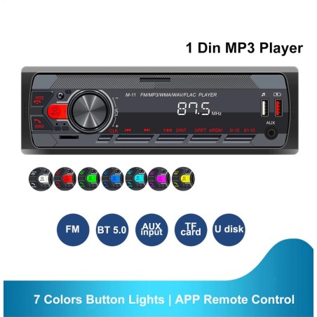 Bilradio - 1 Din - Bluetooth - AUX - USB - fjernkontroll