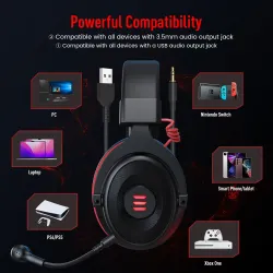 Spelheadset - trådbundna hörlurar - med mikrofon - E900/E900 Pro
