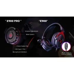 Spelheadset - trådbundna hörlurar - med mikrofon - E900/E900 Pro