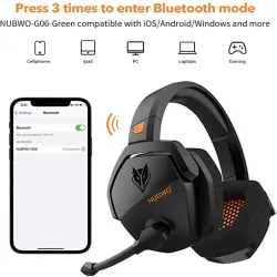 NUBWO G06 - 2,4 GHz - 3,5 mm - gaming hovedtelefoner - trådløst headset - Bluetooth - støjreduktion - med mikrofon