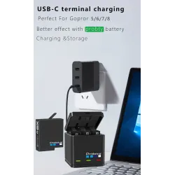 1680mAh li-ion batteri - med oplader - til GoPro Hero 5/6/7