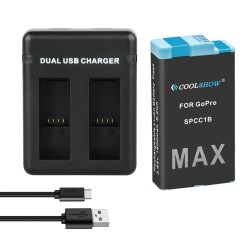 1600mAh Li-ion batteri - oppladbart - med lader - for GoPro Hero Max