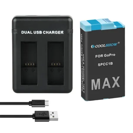 1600mAh Li-ion batteri - genopladeligt - med oplader - til GoPro Hero Max