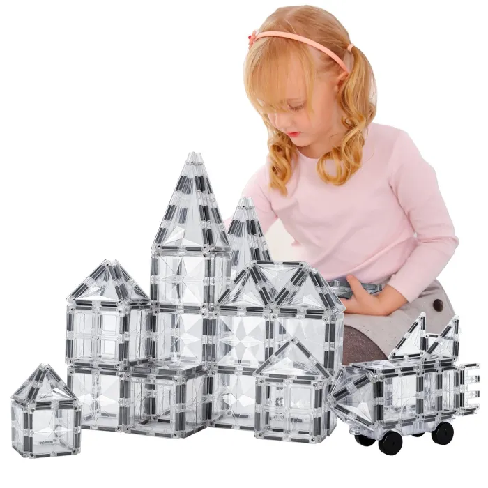 Blocs magnétiques - tuiles transparentes en cristal - jouet - 108 pièces