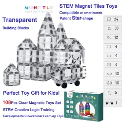 Magnetische blokken - kristal transparante tegels - speelgoed - 108 stukjesConstructie
