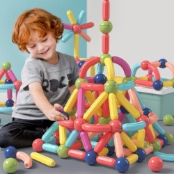 Magnetiska byggstenar - pinnar - bollar - stor storlek - pedagogisk leksak