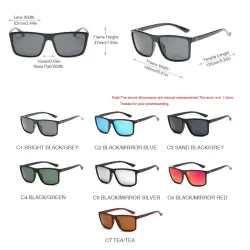 Klassiske firkantede solbriller - polarisert - UV400 - unisex