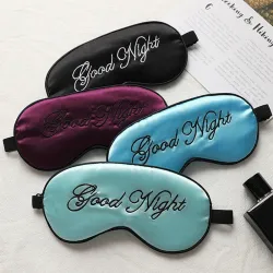Mascherina per dormire - benda - stampa "Good Night" - seta