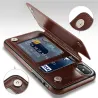 Retro kortholder - telefondekseletui - flipdeksel i skinn - mini lommebok - for iPhone - brun