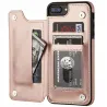 Retro kortholder - telefondekseletui - flipdeksel i skinn - mini lommebok - for iPhone - rosa gull