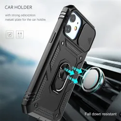 Custodia protettiva - copriobiettivo della fotocamera - paraurti per impieghi gravosi - cavalletto ruotabile a 360° - per iPhone