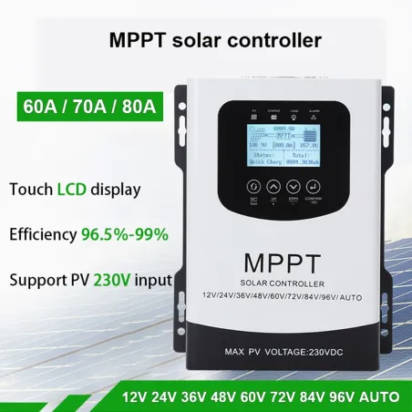MPPT Solar opladning - afladningsregulator - regulator - LCD touchskærm - til 12V 24V 48V 60V 72V 96 batteri