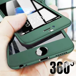 Ylellinen 360 täyskuori - karkaistun lasin näytönsuojalla - iPhonelle - vihreä