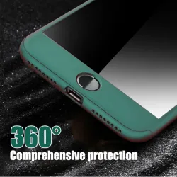 Ylellinen 360 täyskuori - karkaistun lasin näytönsuojalla - iPhonelle - vihreä