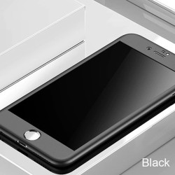 Luksus 360 heldeksel - med herdet glass skjermbeskytter - for iPhone - svart