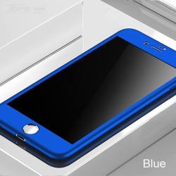 Luxury 360 full cover - con protezione per lo schermo in vetro temperato - per iPhone - blu