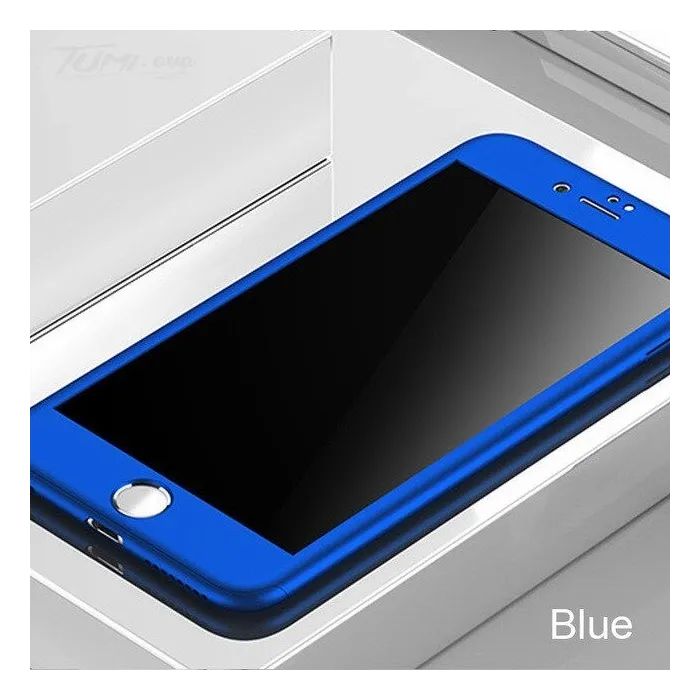 Capa completa Luxury 360 - com protetor de tela de vidro temperado - para iPhone - azul