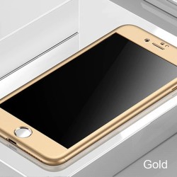 Luxury 360 full cover - with tempered glass screen protector - for iPhone - goldProtection