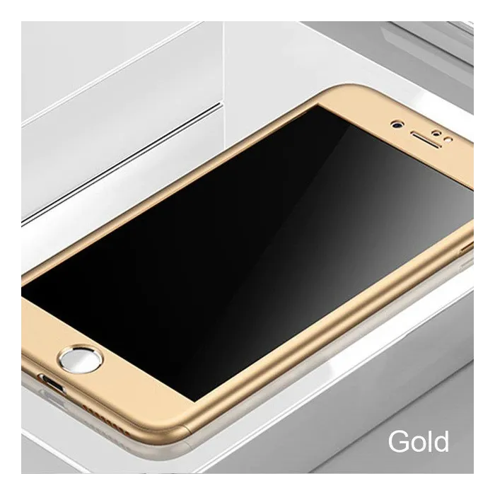 Luksus 360 heldeksel - med herdet glass skjermbeskytter - for iPhone - gull