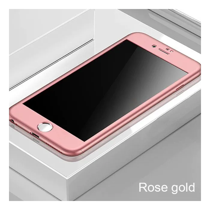Luxury 360 Full Cover – mit Displayschutz aus gehärtetem Glas – für iPhone – Roségold