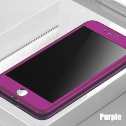 Ylellinen 360 täyskuori - karkaistun lasin näytönsuojalla - iPhonelle - violetti
