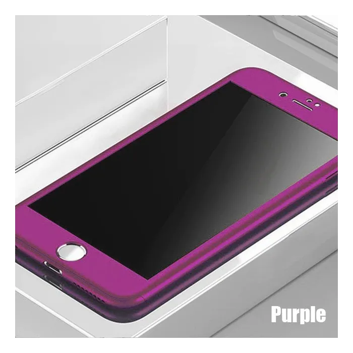 Luksus 360 heldeksel - med herdet glass skjermbeskytter - for iPhone - lilla