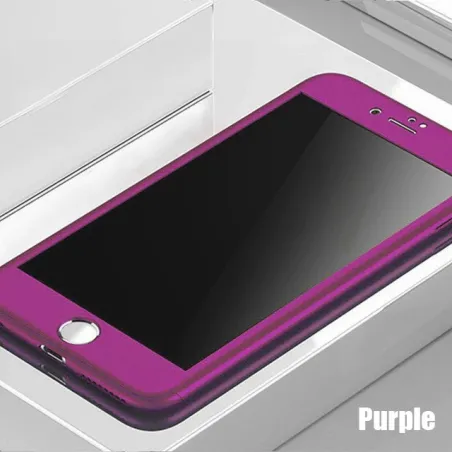 Luksus 360 heldeksel - med herdet glass skjermbeskytter - for iPhone - lilla